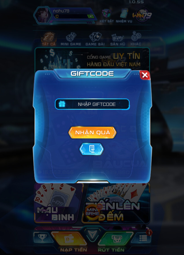Hướng dẫn nhập giftcode Win79